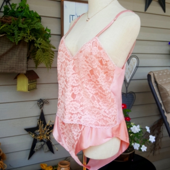 VICTORIA'S SECRET ♡ Vintage 2pc Gold Label Rose Satin 'n Floral Lace Lingerie S - Picture 8 of 17